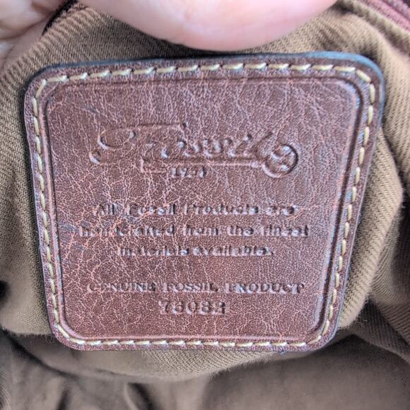 Fossil Earthy Tones Canvas Striped Hobo Hippie Indie Purse Double Handle - Picture 5 of 10